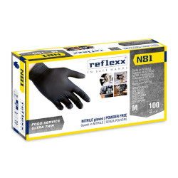 REFLEXX N81 Guanti In Nitrile Neri Senza Polvere - Conf. 100pz