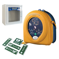 Kit defibrillatore automatico con teca e cartelli