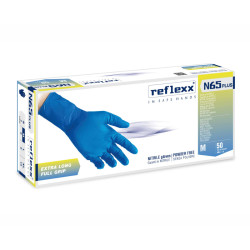 REFLEXX N65PLUS Guanti Blu In Nitrile Senza Polvere Full Grip - Conf. 50pz