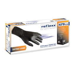 REFLEXX N79 Plus Guanti Neri In Nitrile Senza Polvere 30cm - Conf. 50pz