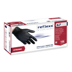 REFLEXX 67 Guanti In Nitrile Neri Senza Polvere - Conf. 100pz