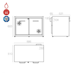 Armadio Sottocappa per sostanze infiammabili 900mm Type 90 - AC 900/50 CM D Labor System