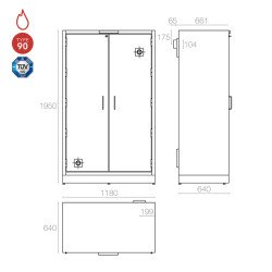 Armadio per sostanze infiammabili 1200mm Type 90 - Safetybox AC 1200 CM Labor System