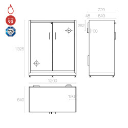 Armadio per sostanze infiammabili 1200mm Type 90 - Safetybox AC 1200/130S CM Labor System